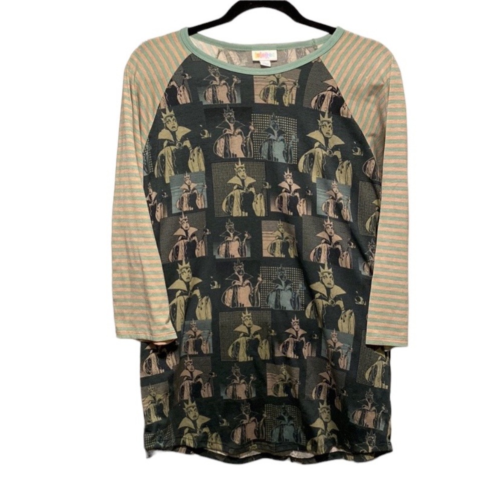 Lularoe Randy Disney Evil Queen Top Women Large Green Stripes St Patrick’s Day